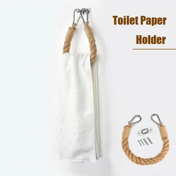 

Vintage Weave Hand Towel Hanging Rope Toilet Paper Holder Toilet Roll Wall-mounted Organizer Bathroom Hanger