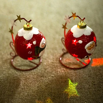 

Christmas Ceramic Christmas Ball Decoration Creative Painted Santa Claus Light Decoration For Table Decoration