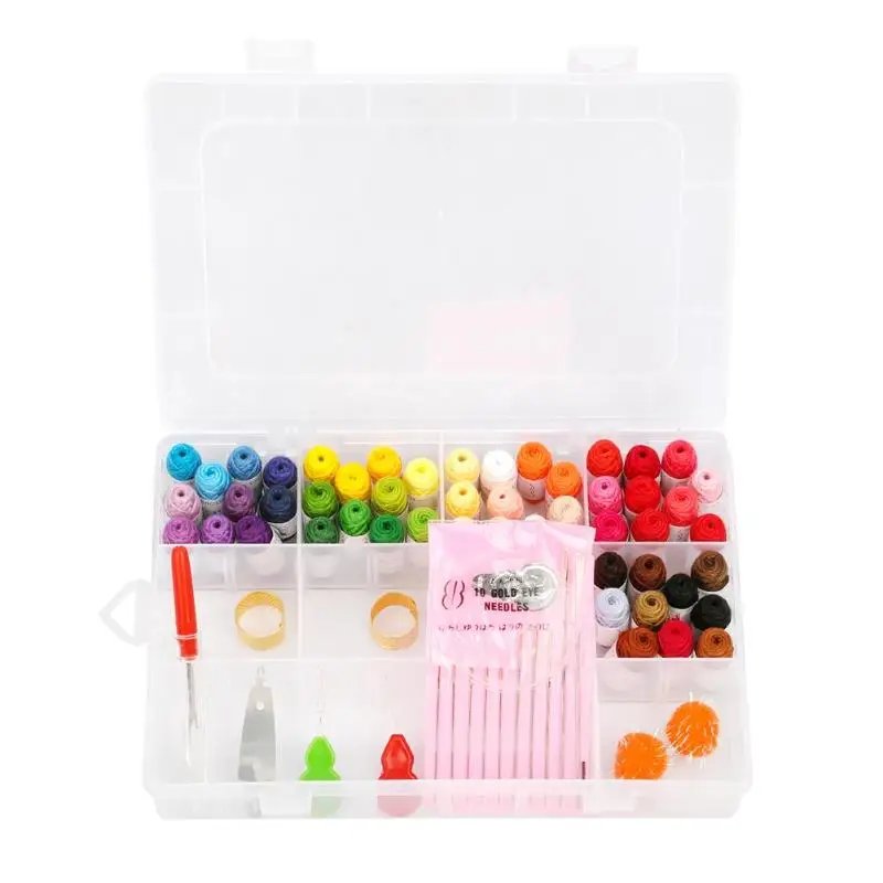 

50/100 Colors Embroidery Threads Tool DIY Colorful Cross Stitch Threads Needle Set Kit with Box Household Sewing Accessories
