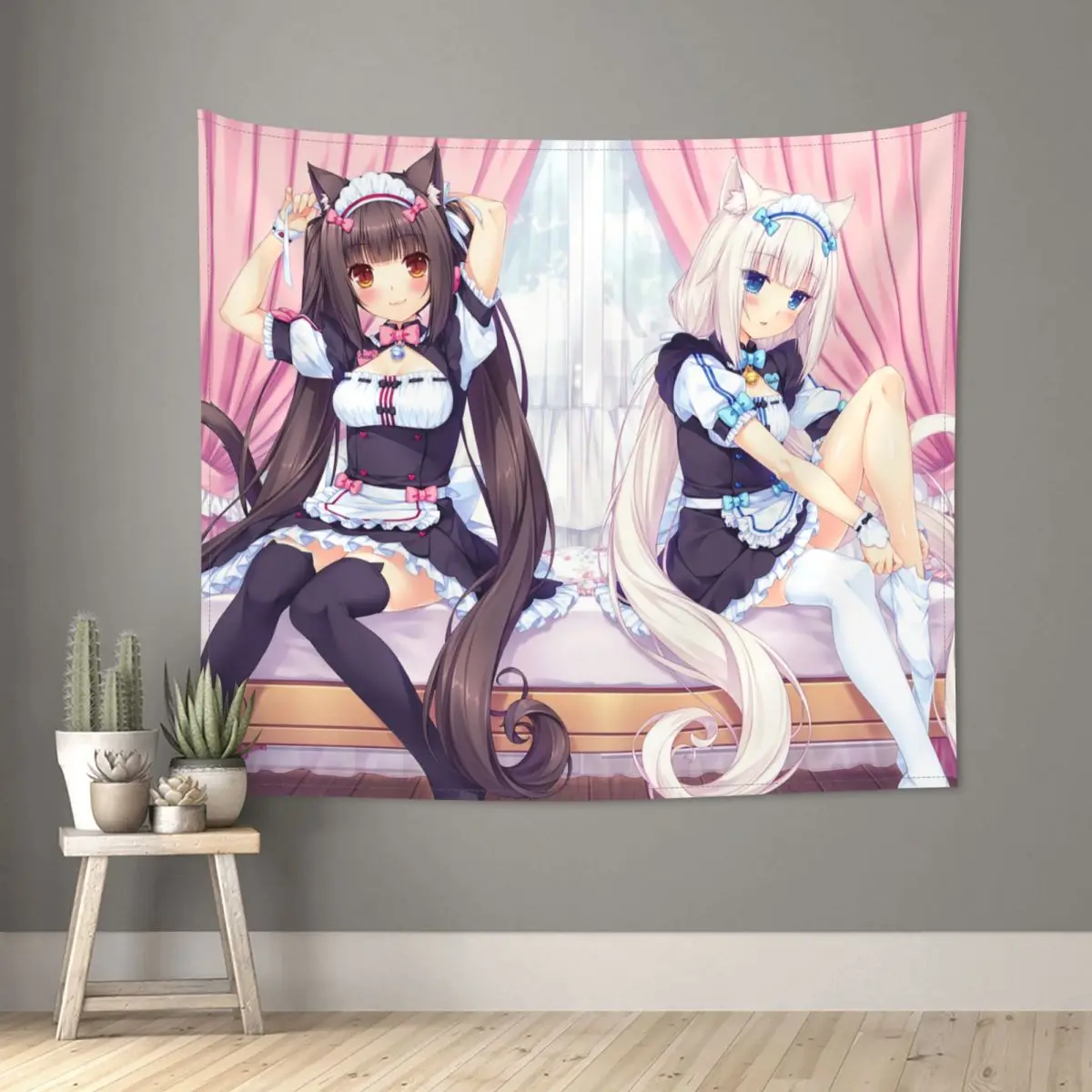 

NEKOPARA розовый кавайный гобелен хиппи полиэстер настенный Аниме игра Настенный декор настольная Обложка