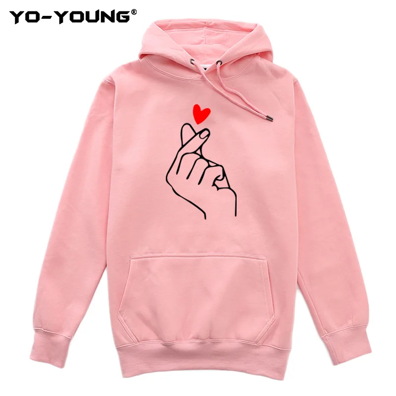 Yo Young New Finger Heart Hoodies Sweatshirts For Women Gesture Of Love Fleece Inside Fashion Warm Hooded Thick Sweatshirt Yo Young New Finger Heart Hoodies Sweatshirts For Women Gesture Of Love Fleece Inside Fashion Warm Hooded Thick Sweatshirt