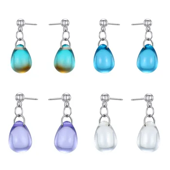 

1Pair Simple Elegant Small Water Drop Dangle Earrings Women Jewelry Unique Transparent Glass Teardrop Pendant Earrings E261