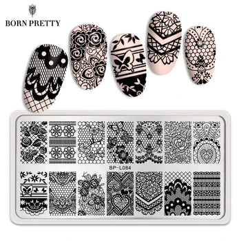 

BORN PRETTY Nail Rectangle Stamping Plates Cartoon Floral Lace Butterfly Elegant Swan Nail Art Image Stamp Templates