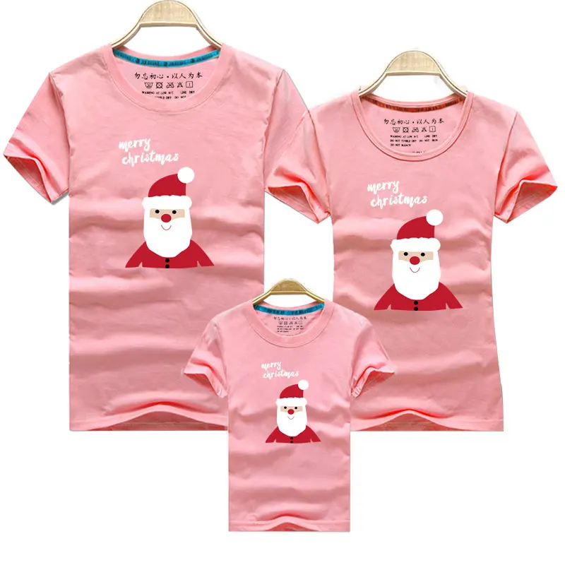 Pink Рождественская семейная одежда футболка семейная одежда Санта Клаус олень год подходящая друг к другу одежда Отец для мамы, сына, дочери мамы и ребенка малыша - Цвет: Pink