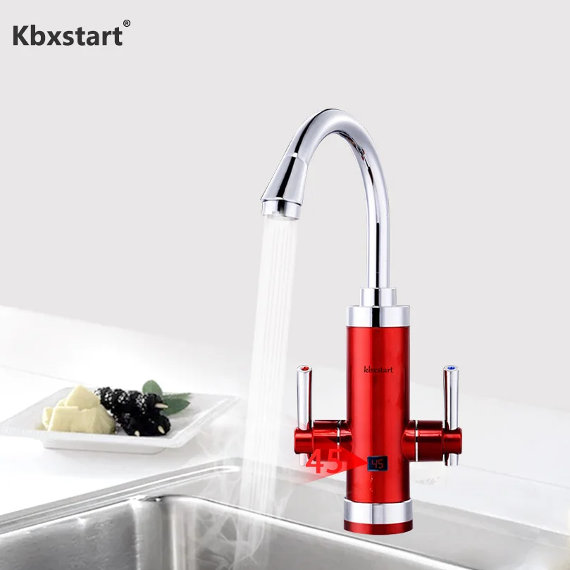 Kbxstart 3400 W мгновенный безрезервуарное водонагреватель кран 220 V Быстрый нагрев горячей воды с Дуэль ручку 360 градусов вращающийся трубы
