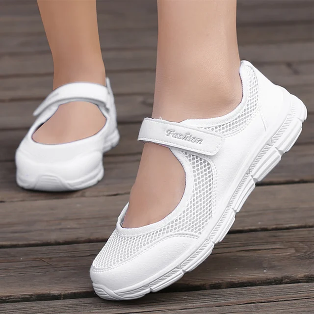 Women Flats Breathable White Shoes Women Lightweight Zapatillas Mujer Spring Autumn Flat Shoes Plus Size Casual Sneakers Female 2