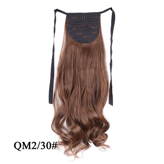 Leeons 20'' Synthetic Ponytail Hair pieces Heat Resistant Fiber Straight Ribbon Clip In Hair Extension 21 colors Brown Black qm2 30