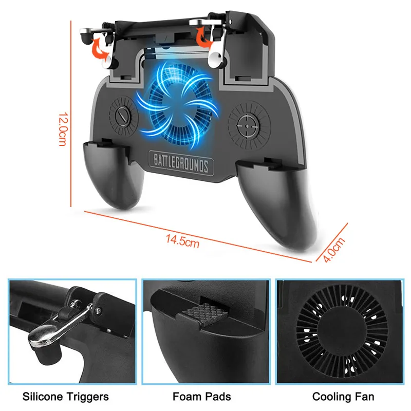 Триггер Съемки игровой контроллер геймпад джойстик с охлаждающим вентилятором шесть пальцев PUBG игровой контроллер геймпад для Android