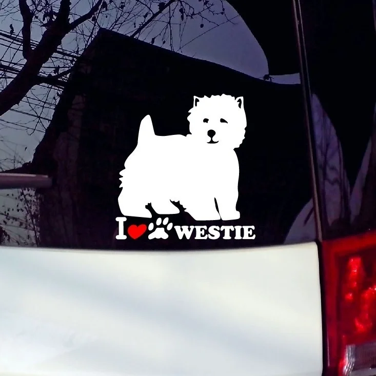 Животное домашний питомец собака I Love Westie стикер s автомобильный ноутбук Окно Наклейка собака наклейки для животных