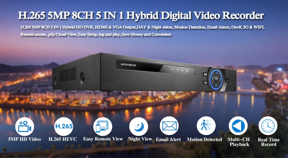4CH/8CH/16CH AHD CCTV DVR H.265 5MP/4MP AHD CVI TVI аналоговая IP камера A5 5MP 4.0MP Гибридный видео рекордер 4K видео выход