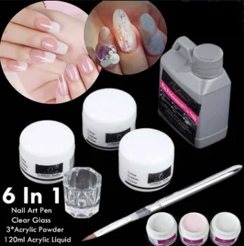 

2020 DIY Acrylic Nail Art Manicure Kit Nail Set With Acrylic Liquid Nail Glitter Tool Newest