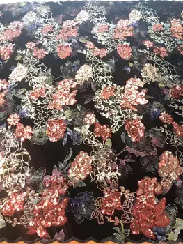 

Nigeria Lace Fabric 2020 Newest High Quality Big Flower Sequin Lace Fabric Embroidered Tulle African Sequin Lace Fabric