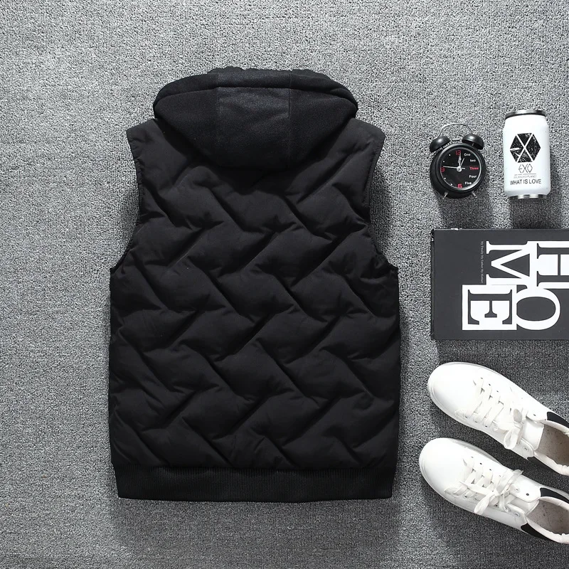 Молодежная трендовая мужская одежда осень и зима стиль с капюшоном толстый теплый жилет приталенный большой размер плиссированный жилет
