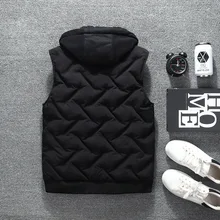 Молодежная трендовая мужская одежда осень и зима стиль с капюшоном толстый теплый жилет приталенный большой размер плиссированный жилет