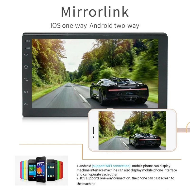 Universal Car Stereo 7 Inch 2 Din Android 8.1 Car Radio Quad Core WIFI 4G Netcom GPS Nav HD Radio V