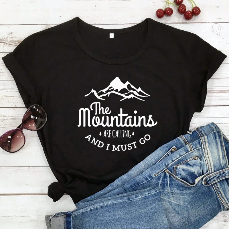 The Mountains Are Calling And I Must Go T-shirt Harajuku Unisex Short Sleeve Vacay Tshirt Fashion Women Graphic Adventure Tops summer shirt