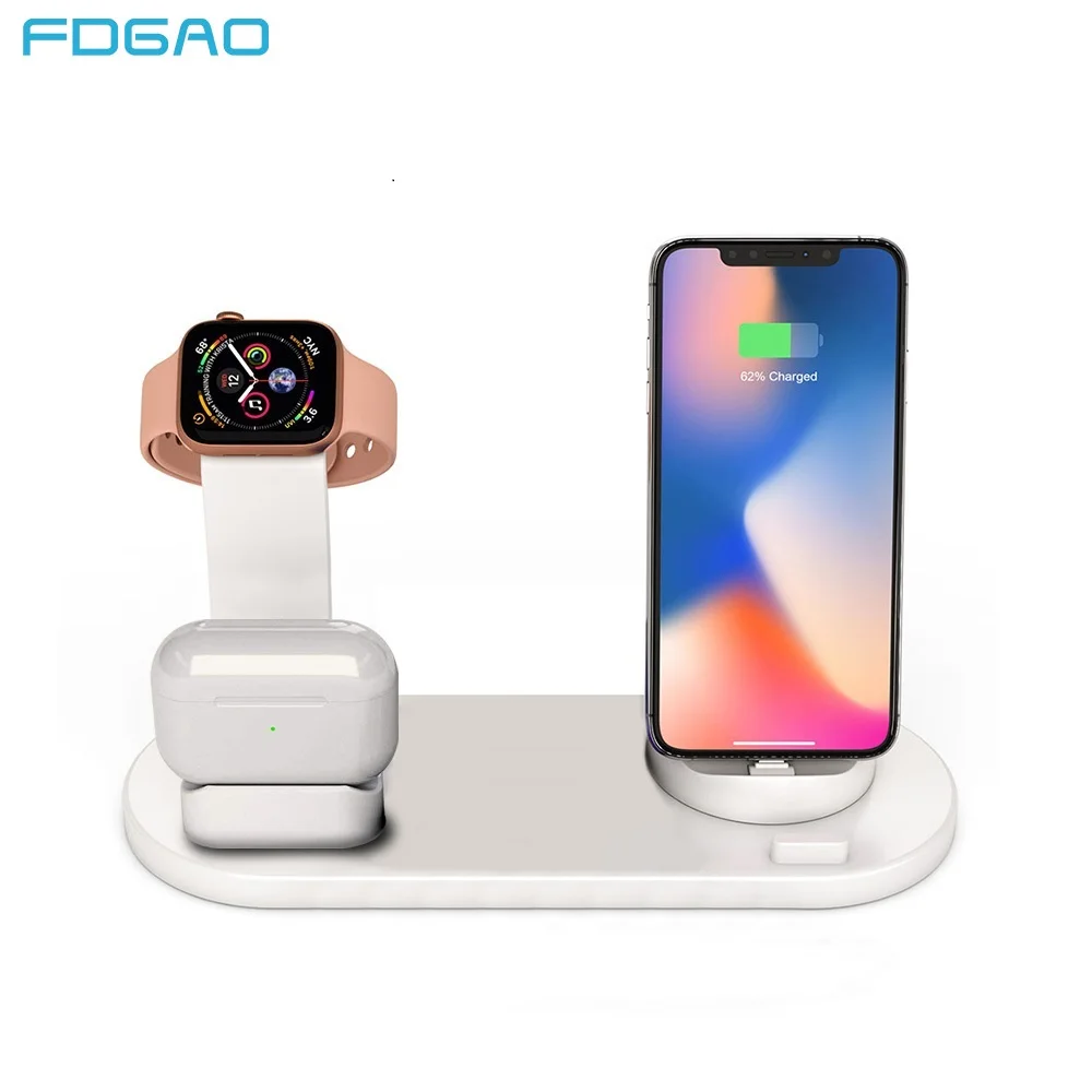 3 in 1 Charging Base Dock Stand For iPhone SE 11 X XR XS 8 7 6 6S Plus USB Charger Station For Apple Watch /2/3/4/5/6 AirPos Pro