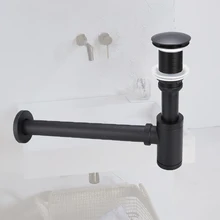 Aliexpress - Bathroom Basin Bottle Trap With Pop Up Drain Stopper Overflow Euro Matte Black Sink Siphon Drains Kit Waste P-TRAP For Washbasin