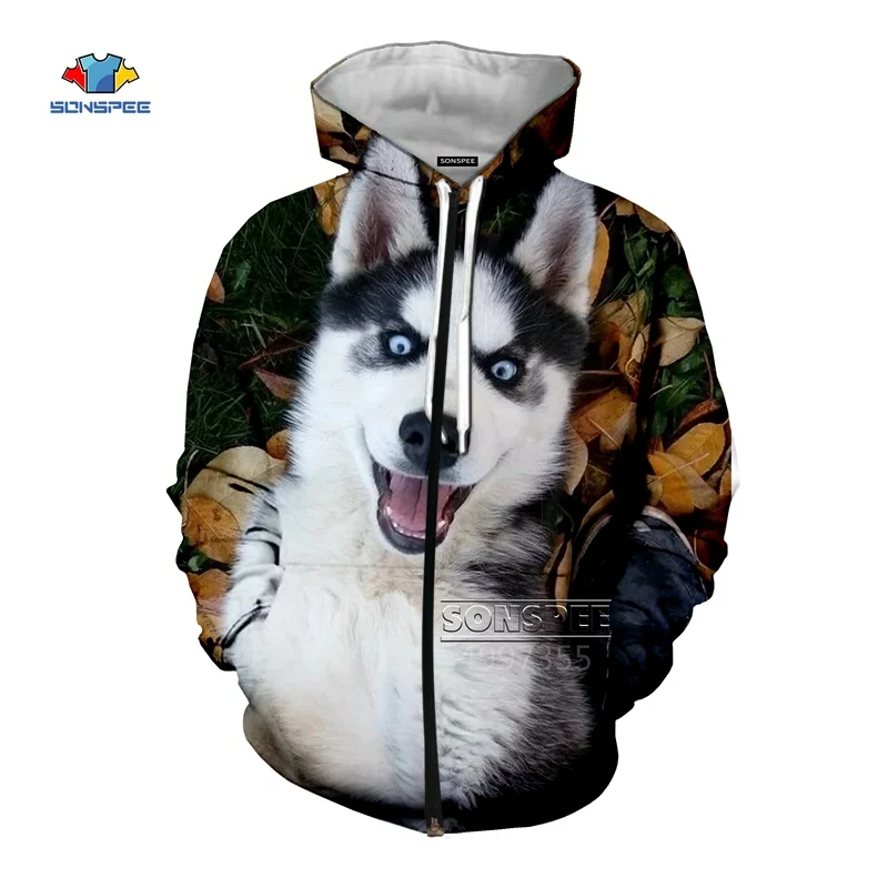 Толстовка SONSPEE Husky Silly Dog с 3D принтом в виде животных для мужчин и женщин в стиле Харадзюку, толстовка в стиле хип-хоп, уличная толстовка на молнии в стиле хип-хоп, пуловер G01