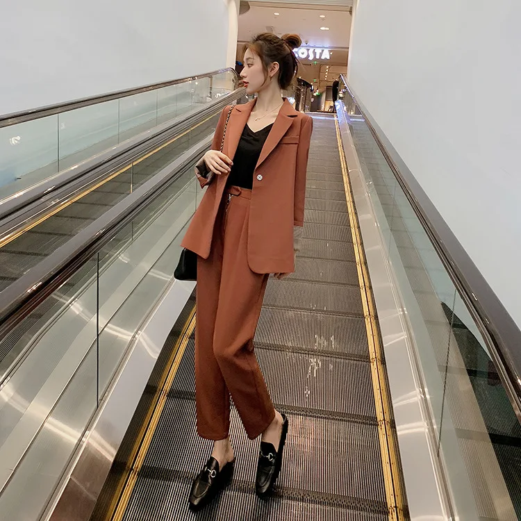 

VIDEO + Photo Shoot 9286 # Autumn Network Red Wind Small Suit WOMEN'S Suit 2019 New Style V-neck Leisure Suit Coat