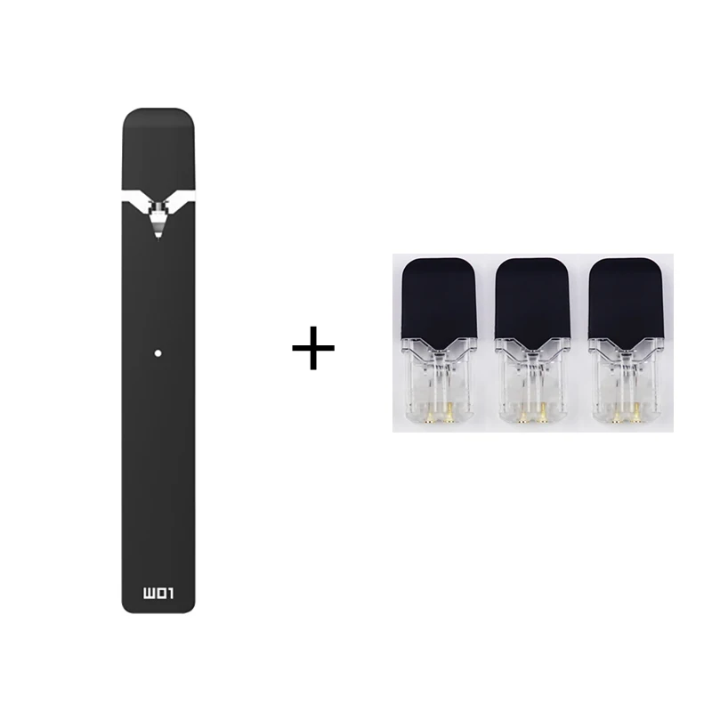 OVNS W01 Pod Vape комплект Светодиодный индикатор мощности Pod система Vape ручка электронная сигарета комплект стручки для JUUL Kit - Цвет: black with 3pcs pods