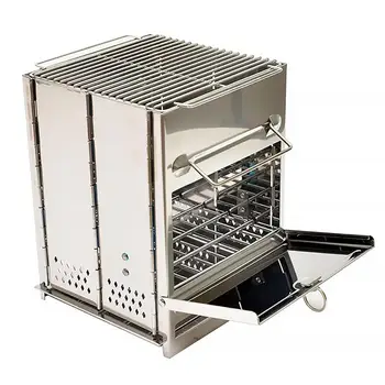 

Outdoor Camping Wood Burning Stove Foldable Stainless Steel Stove Silver