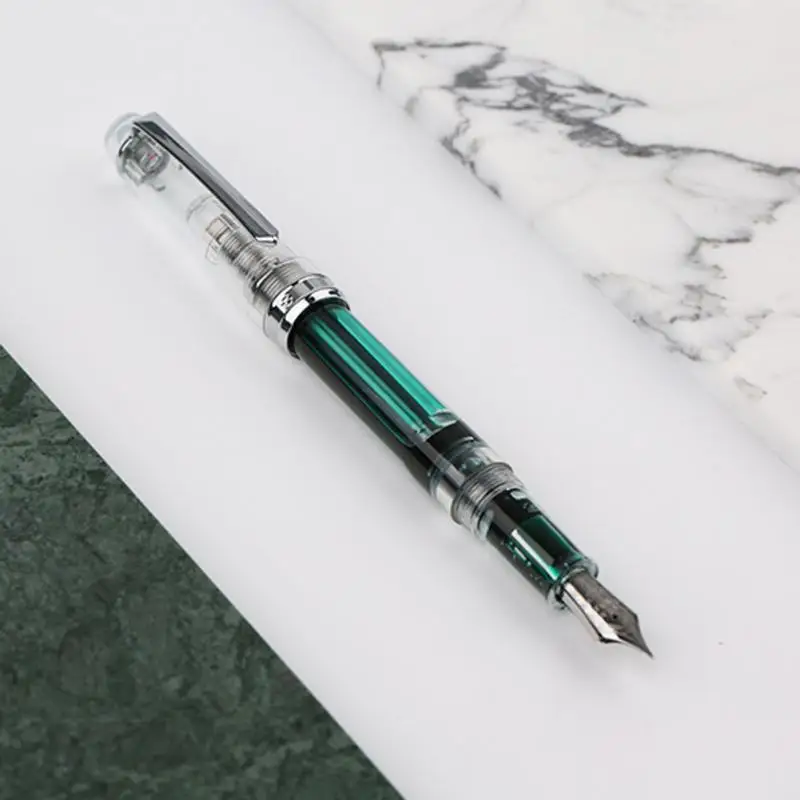 1PC Wing Sung 3010 Transparent Green Fountain Pen Fine Nib F/0.5mm Writing Gift 
