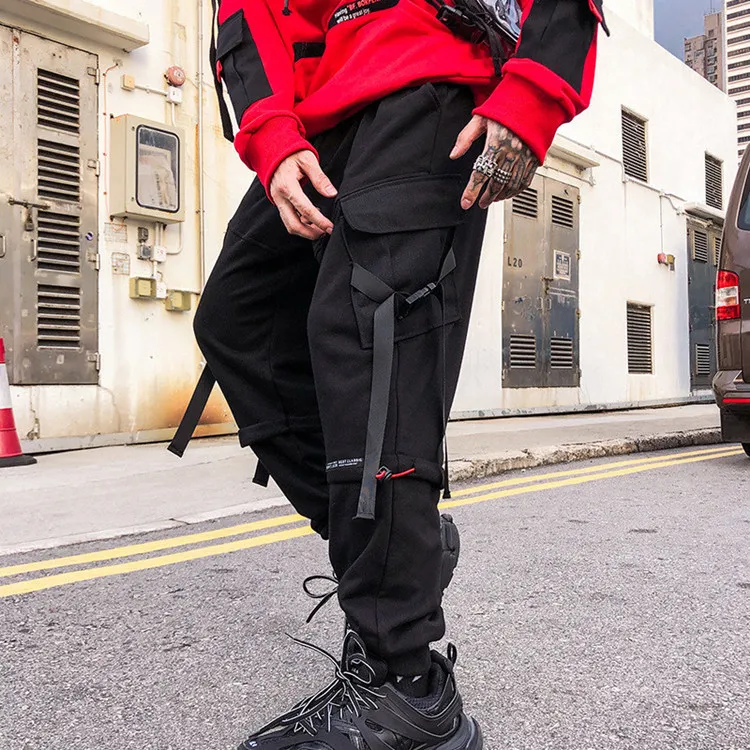 Men Multi-pocket Overalls Men Hip Pop Pants Trousers Streetwear Sweatpants Male Casual Fashion Cargo Pants Joggers Men