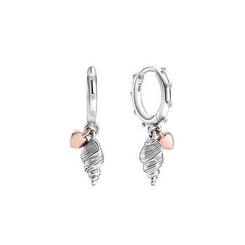 

2020 Summer New Sterling Silver 925 Earring Heart and Conch Shell Earrings fit Original Bracelets Women DIY Jewelry
