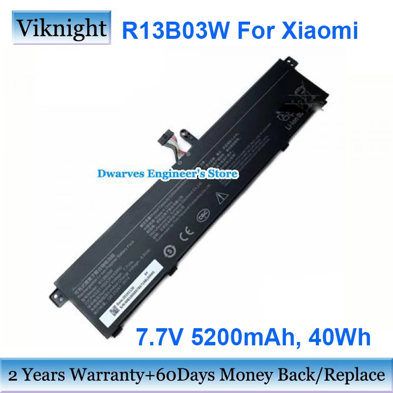 Bateria 7.7v 5200mah R13b03w para Xiaomi Redmibook 13 Li-polímero Bateria Recarregável Pacotes 40wh