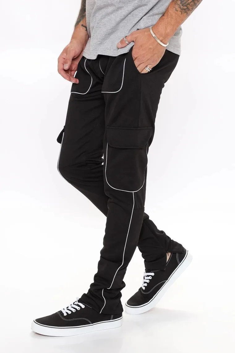 

2020 new casual medium waist and small foot tracksuit trousers for men in solid color for youth mens pants harajuku fashion