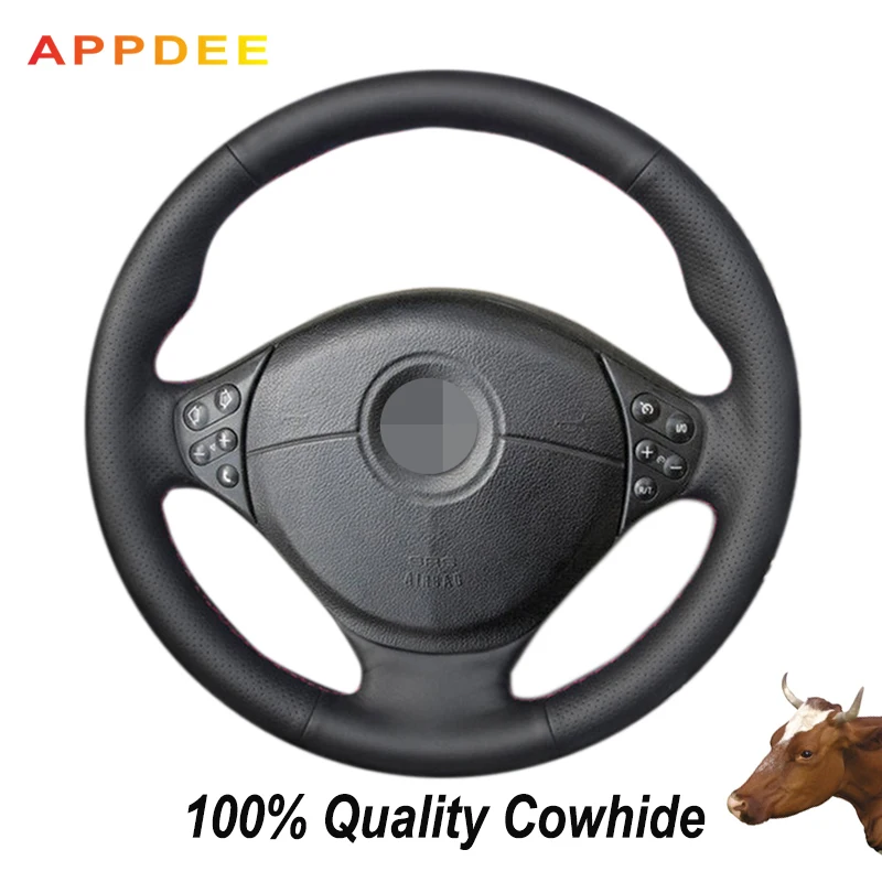 Appdee Black Genuine Leather Car Steering Wheel Cover For Bmw E39 5