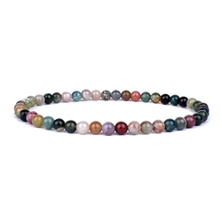 Mini Energy Charm Bracelet with Natural Stone Beads - Yoga Healing Jewelry for Women and Men, Best Friend Gift (Indian Agate)