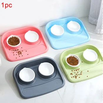 

Drinking Double Non Toxic Easy Clean Durable Pets Supplies Food Water Feeder Sprayproof Odorless Cat Non Slip Dog Bowl Tray