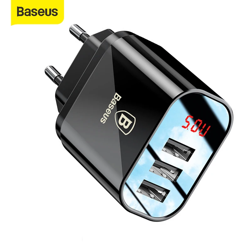 Baseus 3 порта USB зарядное устройство Быстрая зарядка 3.4A настенное штепсельная вилка