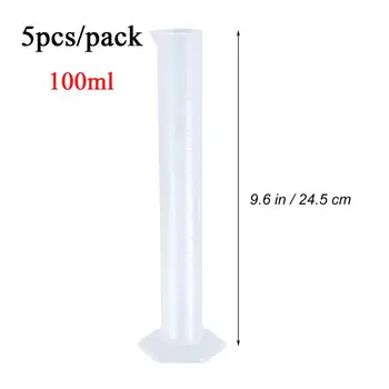 

5pcs 100ml Plastic Graduated Cylinder Beaker Science Graduated Cylinder Cups Measuring Test Tube Flask For Laboratory Home Use