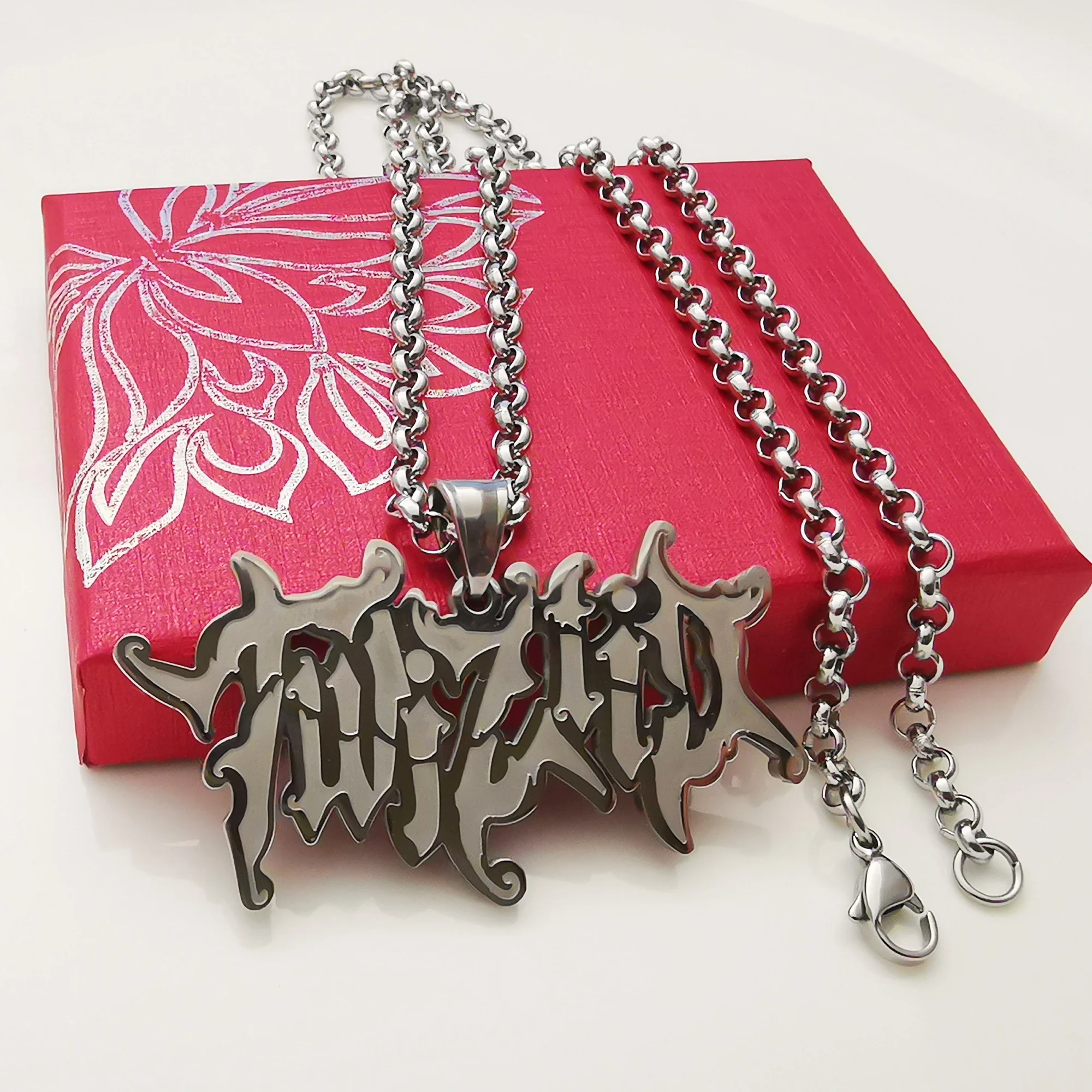 Mens Male Twiztid ICP charms Stainless steel Pendant necklace 4mm 24 inch rolo chain 5