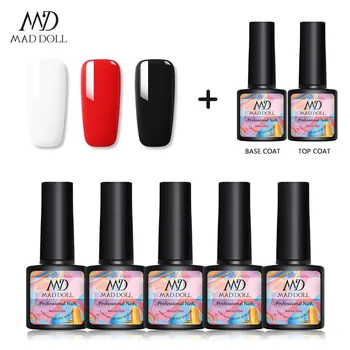 

MAD DOLL Nail Polish Set Base Coat Gel Hybrid Varnish Soak Off UV Gel LED Semi Permanent All For Manicures Nail Art Decoration