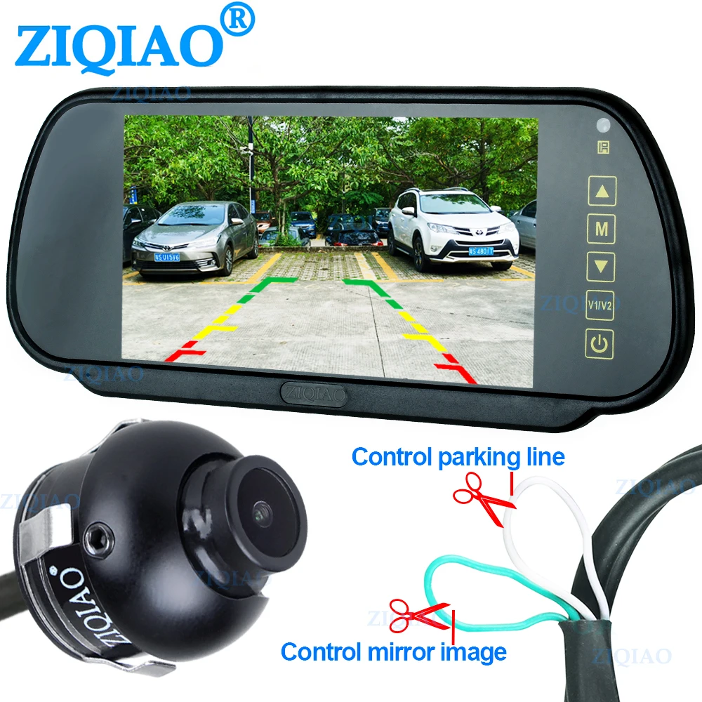 ZIQIAO 7 дюймовый ЖК автомобильный зеркальный монитор HD камера заднего вида