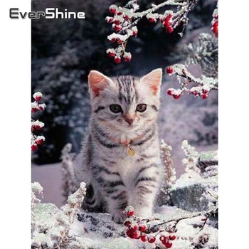 

EverShine 5D Diamond Painting Full Square Cat Cross Stitch Diamond Embroidery Sale Animals Rhinestones Art Hobby Home Decor