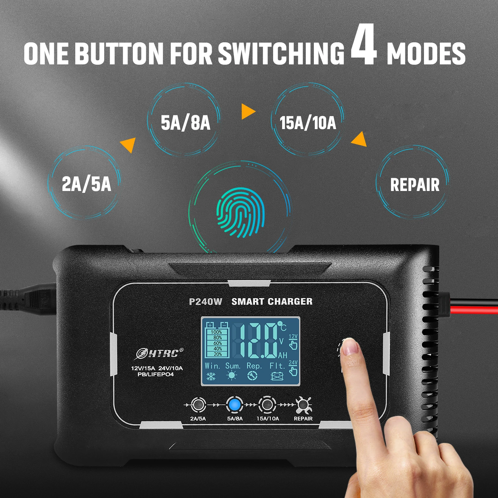 HTRC 12V/24V 15A/20A/25A/35A Automatic Battery Charger For PB LIFEPO4 AGM Gel L