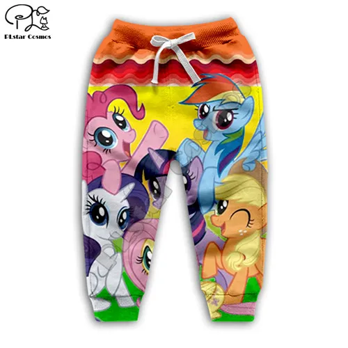 kids pants Комплект детской одежды; осенние толстовки с капюшоном для маленьких девочек с 3d принтом «Маленький Пони»; толстовки с героями мультфильмов; уличная одежда радужной расцветки; детская рубашка для мальчиков - Цвет: kids pants