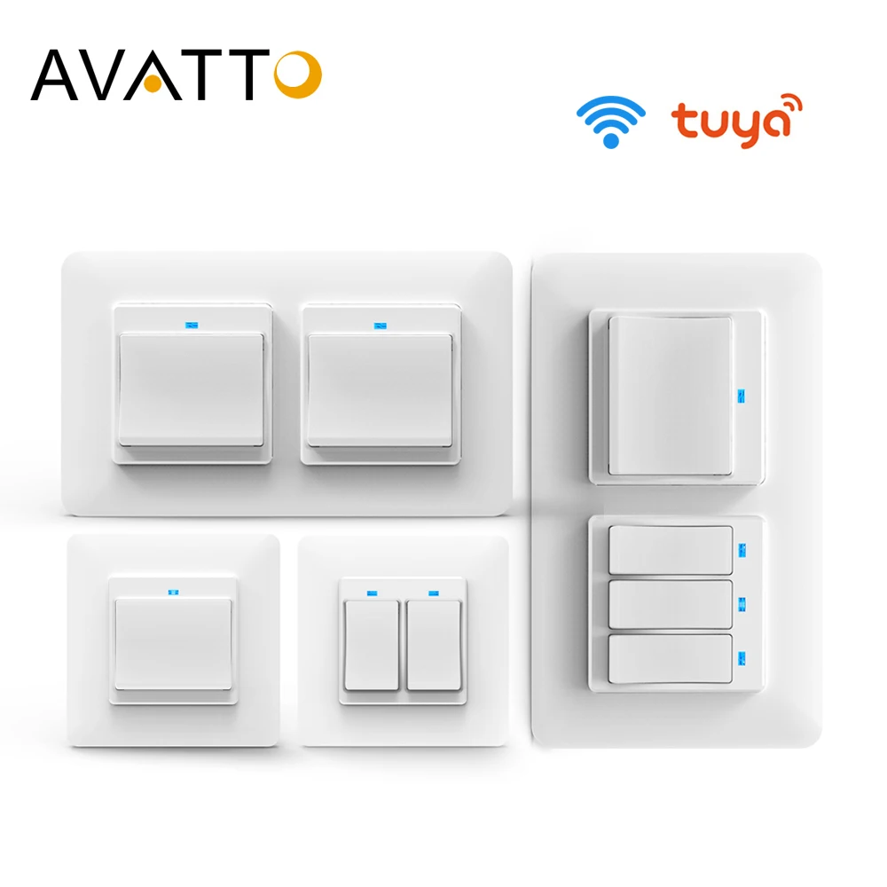 Умный Wi-Fi выключатель AVATTO настенный для автоматизации умного дома 2/3 клавиш