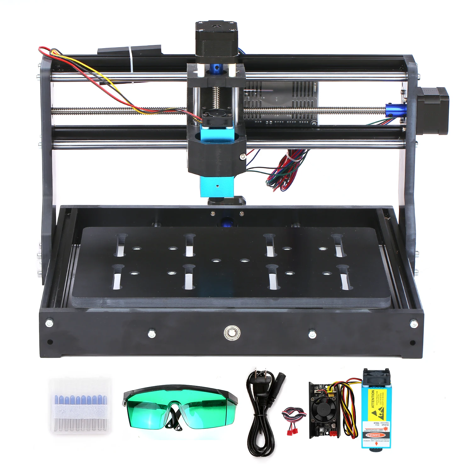 10 шт. CNC3020 Мини DIY фрезерный станок с ЧПУ комплект мощный фрезерный станок GRBL контроль лазерный гравер гравировальный станок ER11 Шпиндельный патрон - Цвет: US 7W Laser Head