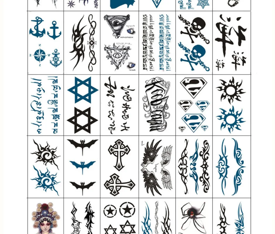 30 pcs Tattoo sticker waterproof man and woman persistent flower arm totem personality tattoo Sanskrit six-awn star simulation