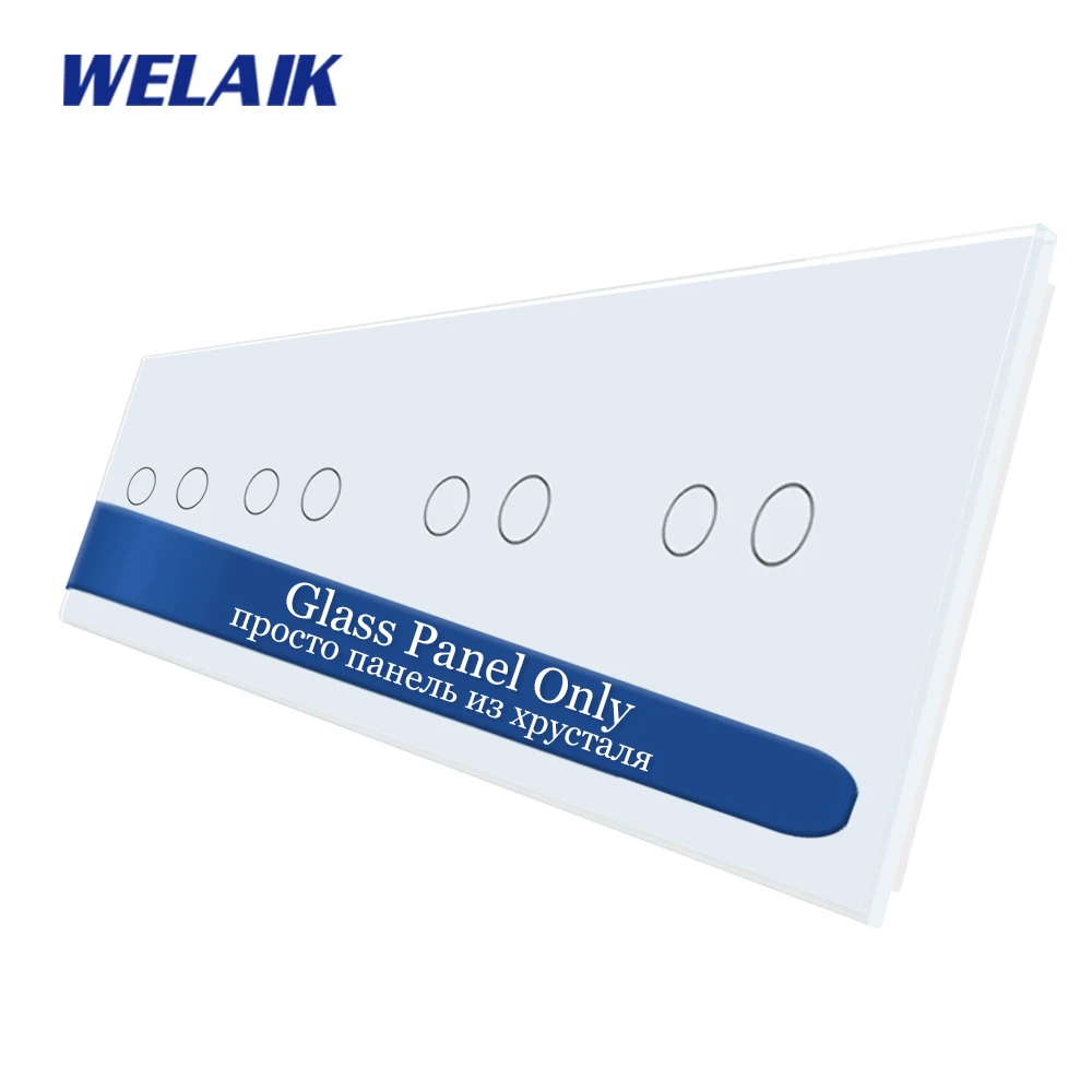 

WELAIK-1 Brand Free Shipping 4 Frame EU 4*2Gang European standard Crystal Glass Panel Only Not Touch Switch A492W1