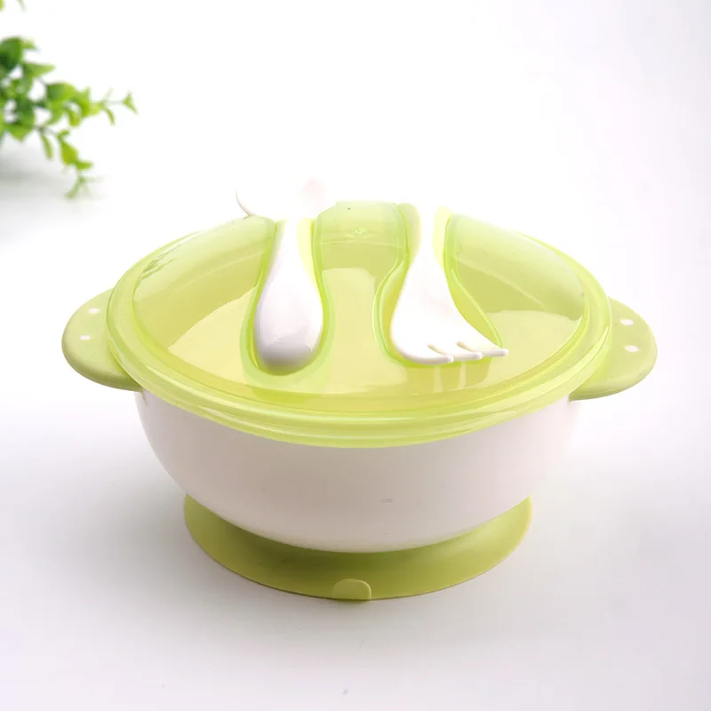 3Pcsset Baby Suction Cups Learning Dishes Kids Safety Spoon Fork Dinnerware Set Children Feeding Assist Bowls Tableware T0788