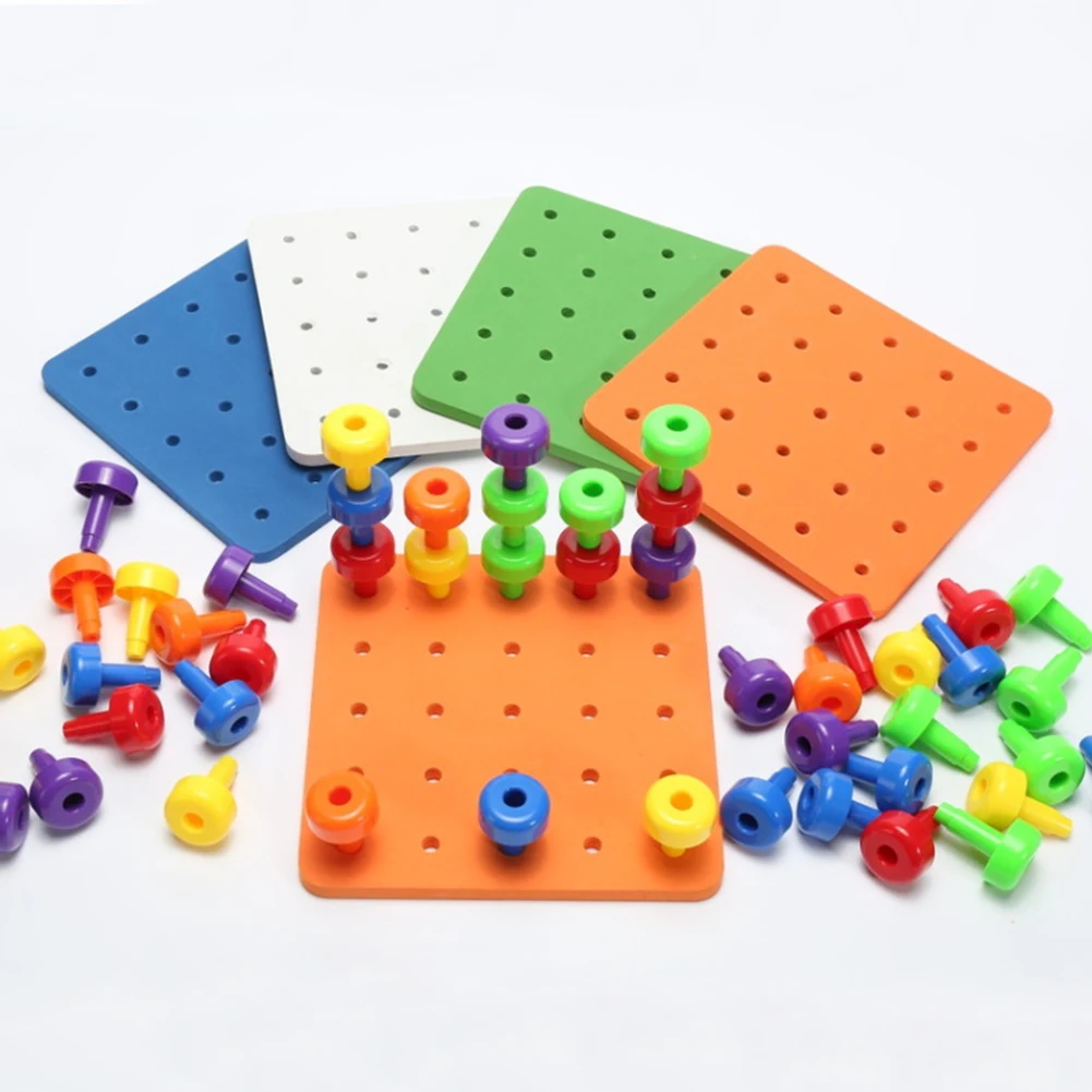 Для детей ясельного возраста раннее обучение терапия Монтессори укладки колышек растущие инструменты образовательные вставки блок детская головоломка Pegboard игрушки набор