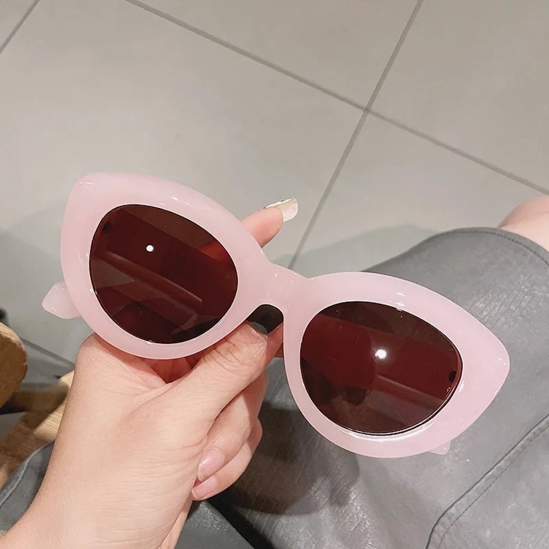 ray ban sunglasses women SO&EI Ins Popular Fashion Cat Eye Women Sunglasses Retro Jelly Color Shades UV400 Eyewear Men Green Pink Purple Sun Glasses oversized square sunglasses Sunglasses