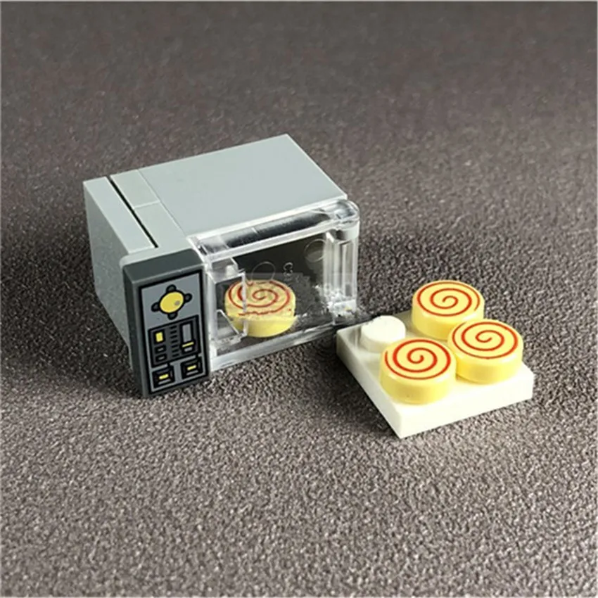 Oven Microwave Food Dessert Set Building Blocks Legoinglys Toy Block City Party Home Scenes MOC Accessories Bricks DIY Kits Toys (3)